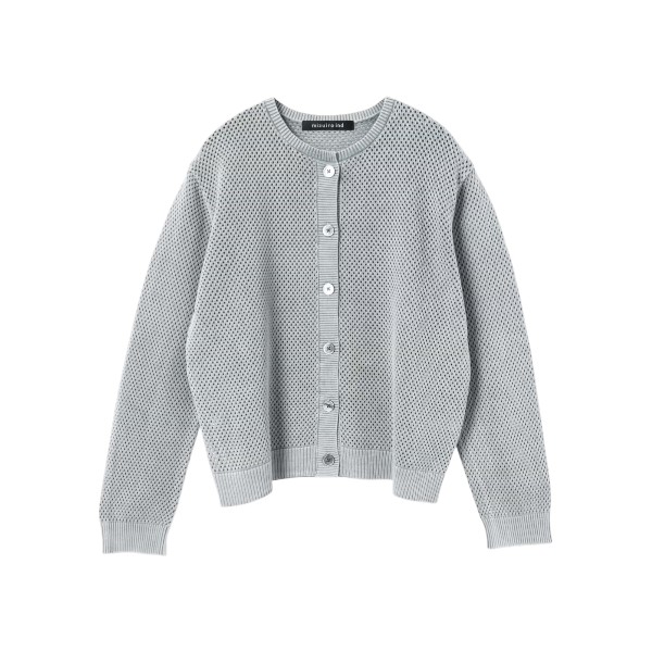 ストーンウォッシュメッシュクルーネックカーディガン