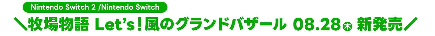 牧場物語 Let’s！風のグランドバザール　8月28日(木）新発売
